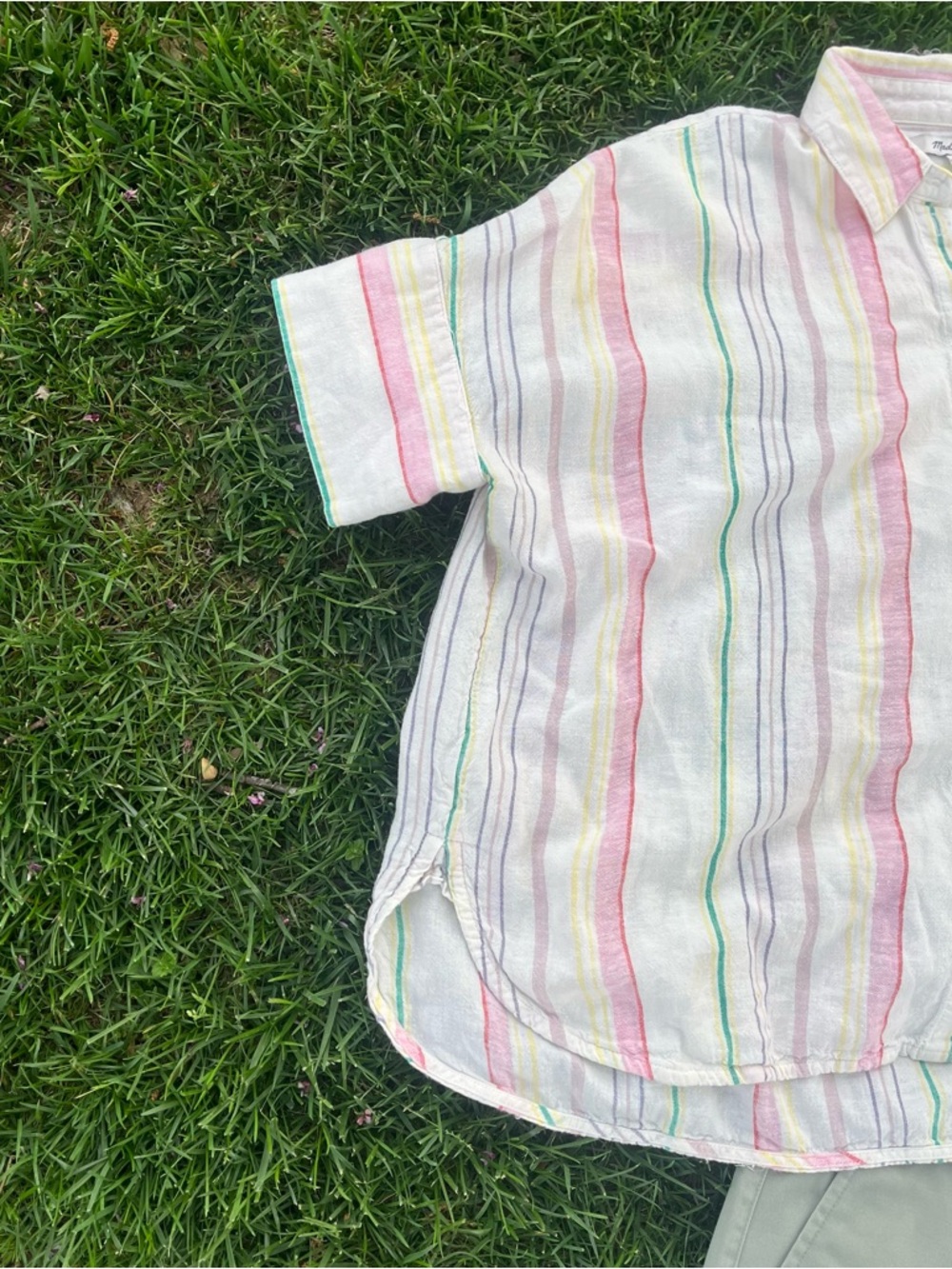 Madewell Pastel Striped Linen Button-Down Top